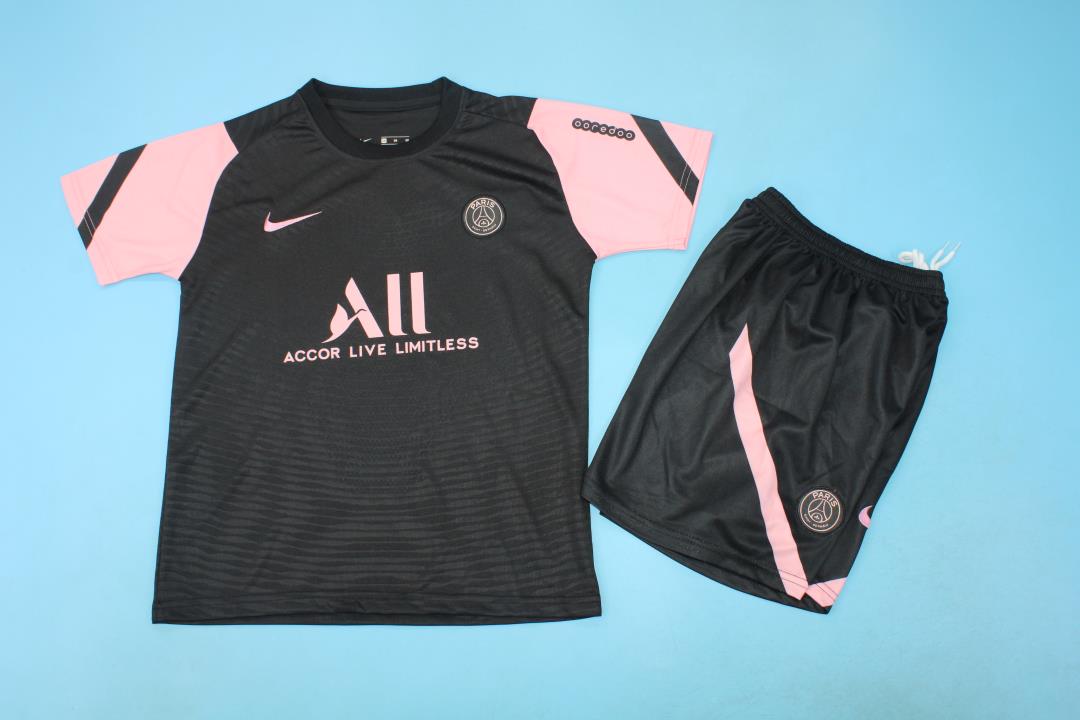 Kids-Paris St Germain 21/22 Black/Pink Training Soccer Jersey
